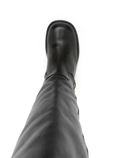Moschino 50mm Stud-embellished Knee Boots In Black
