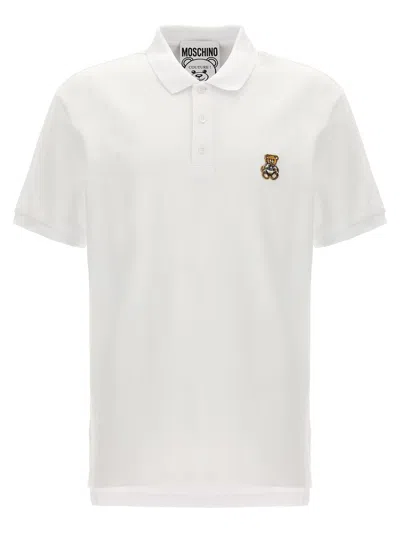 Shop Moschino Teddy Polo Shirt In White