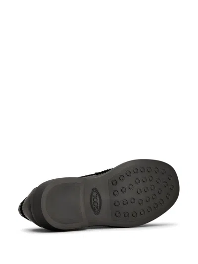 Tod's Woman Loafers Dark Green Size 7.5 Leather In Black
