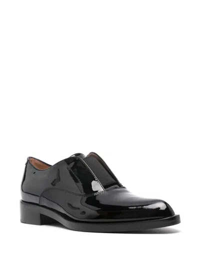 Gianvito Rossi Patent Leather Lace-up Shoes With Low Block Heel In Black