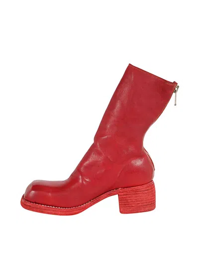 Guidi Back Zip Mid Boots In Red