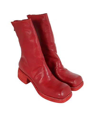 Guidi Back Zip Mid Boots In Red