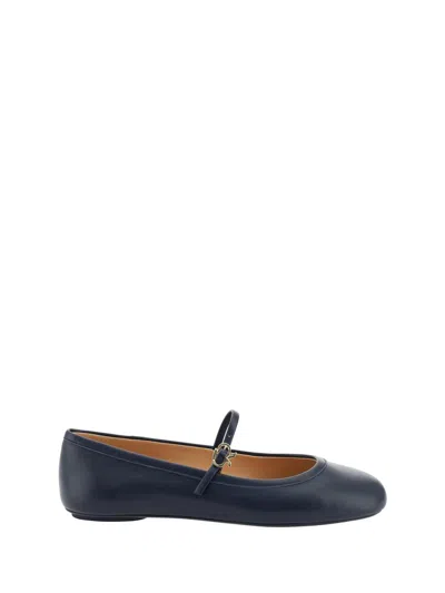 Shop Gianvito Rossi Ballerinas In Navy