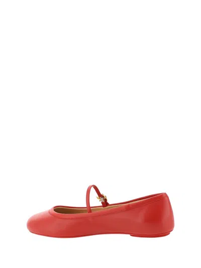 Gianvito Rossi Woman Ballet Flats Red Size 8 Leather In Tabacco Red