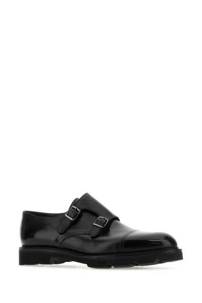 John Lobb Hand-sewn Black Calf Leather Double Buckle Shoe In Black