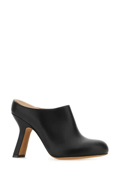 Loewe Heel Curve Toe Round Mules In Black