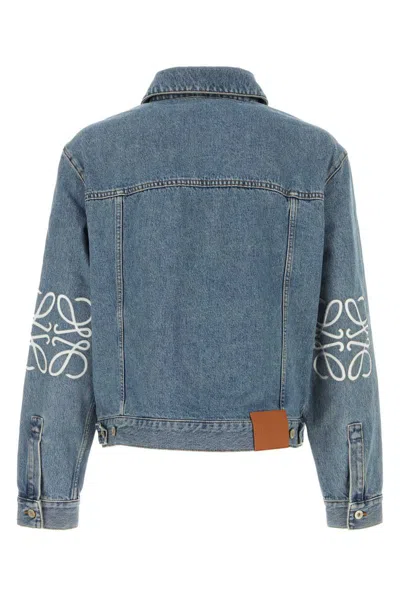 Loewe Anagram Cut-outs Denim Jacket In Blue