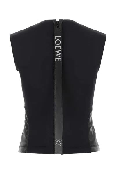 Loewe Women's Leather And Fabric Top In Black