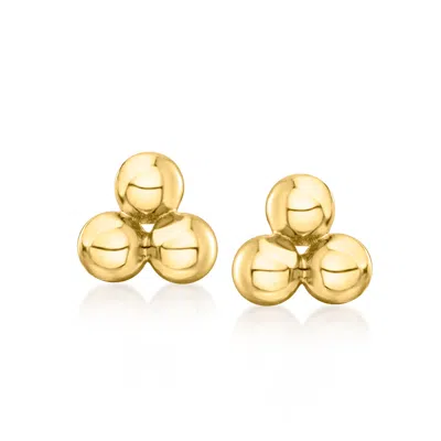 Rs Pure By Ross-simons Italian 14kt Yellow Gold Triple-bead Stud Earrings In Yellow