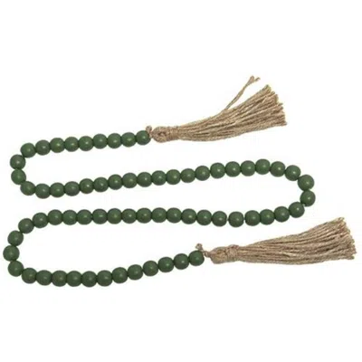 Homegifo *green Beaded Garland With Tassels 48"l