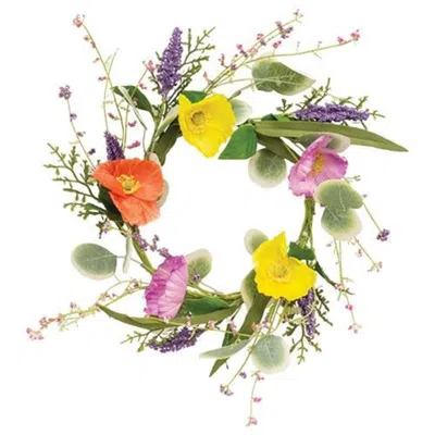 Homegifo Mixed Poppy & Silver Dollar Wreath