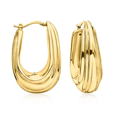 Ross-simons Italian 14kt Yellow Gold Ribbed Hoop Earrings In Yellow