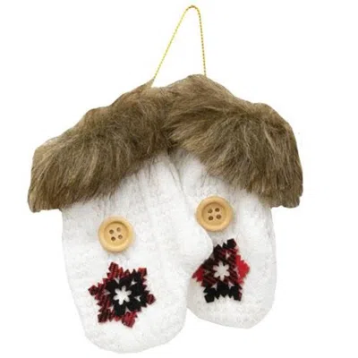 Homegifo *2/set Ivory Knit Faux Fur Ornaments