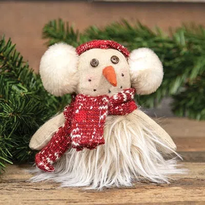 Homegifo Furry Snowman W/scarf & Earmuffs Sitter