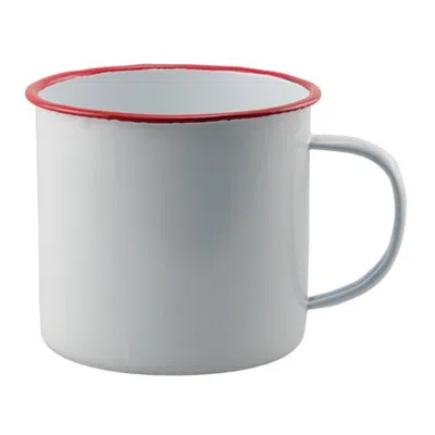 Homegifo Red Rim Enamel Soup Mug