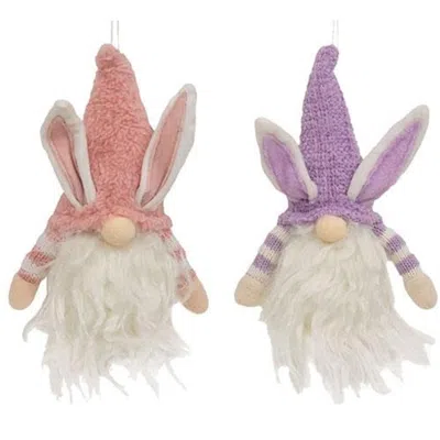 Homegifo *striped Gnome Easter Bunny Ornament 2 Asstd.