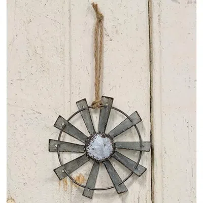 Homegifo Metal Windmill Ornament With Jute Hanger 4 Inch