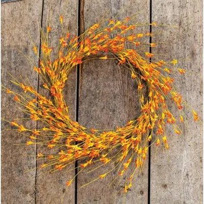 Homegifo *wispy Orange Buds Flower Wreath 22"