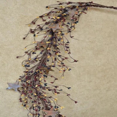 Homegifo Pip Berry Garland With Stars Colonial Mix 40"