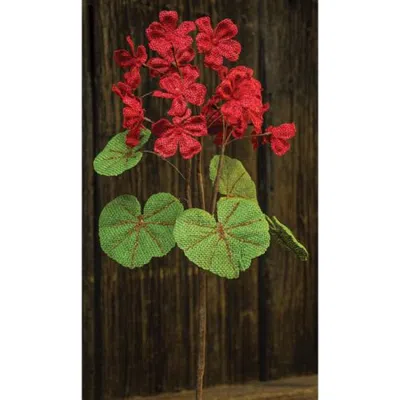 Homegifo Red Burlap Geranium Bush
