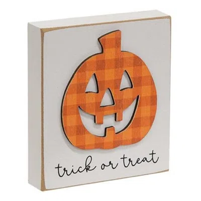 Homegifo Trick Or Treat Plaid Jack O'lantern Block