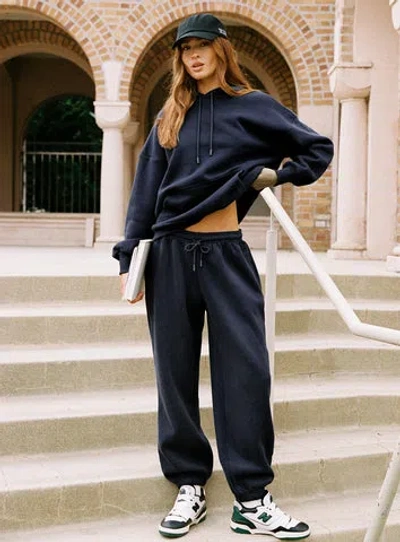 Princess Polly Dream Fleece Dream Fleece Ankle Cuff Sweatpants In Navy