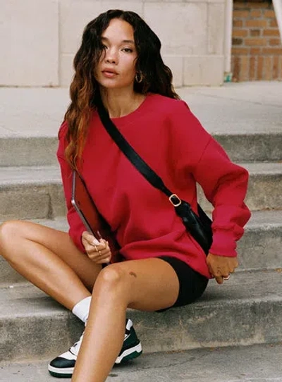 Princess Polly Dream Fleece Dream Fleece Classic Crewneck Sweatshirt In Red