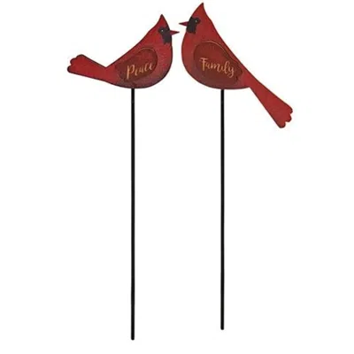 Homegifo 2/set Family & Peace Cardinal Wooden Plant Stakes