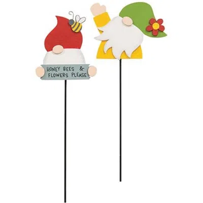 Homegifo *gnome Honey Bees & Flowers Please Plant Poke 2 Asstd.