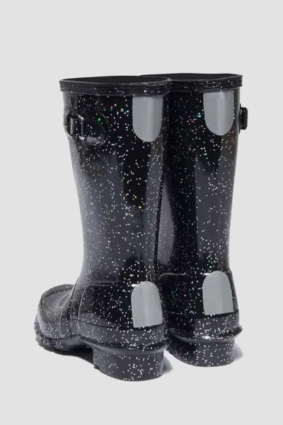 Hunter Glitter Rubber Rain Boots In Black