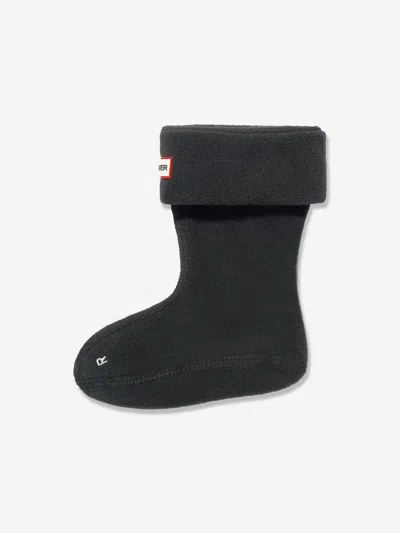 Hunter Kids Recycled Fleece Boot Socks Eu 21 - 23 Uk 4 - 6 Black By Childsplay Clothing In Black