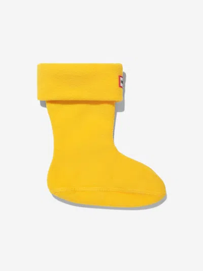 Hunter Kids Recycled Fleece Boot Socks Eu 24 - 27 Uk 7 - 9 Yellow By Childsplay Clothing In Yellow