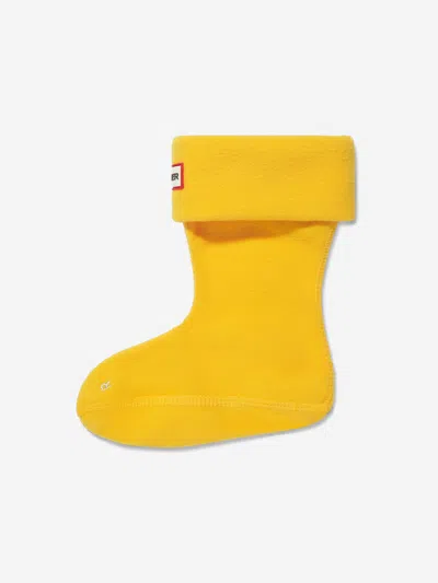 Hunter Kids Recycled Fleece Boot Socks Eu 24 - 27 Uk 7 - 9 Yellow By Childsplay Clothing In Yellow