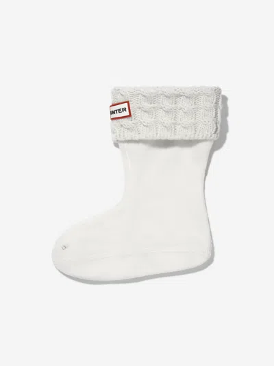 Hunter Kids Recycled 6 Stitch Cable Boot Socks Eu 24 - 27 Uk 7 - 9 White By Childsplay Clothing In White