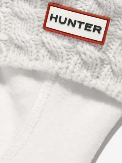 Hunter Kids Recycled 6 Stitch Cable Boot Socks Eu 24 - 27 Uk 7 - 9 White By Childsplay Clothing In White