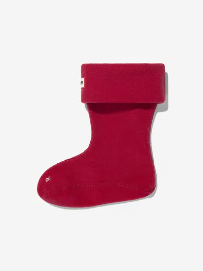 Hunter Kids Recycled Fleece Boot Socks Eu 21 - 23 Uk 4 - 6 Red By Childsplay Clothing In Red