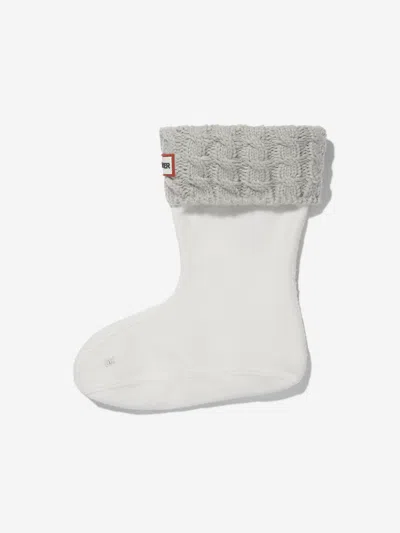 Hunter Kids Recycled 6 Stitch Cable Boot Socks Eu 21 - 23 Uk 4 - 6 Grey By Childsplay Clothing In Grey