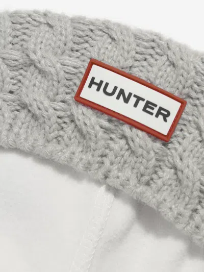 Hunter Kids Recycled 6 Stitch Cable Boot Socks Eu 21 - 23 Uk 4 - 6 Grey By Childsplay Clothing In Grey