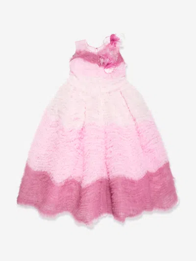 Marchesa Girls Flower Embellished Degradé Tulle Gown In Pink