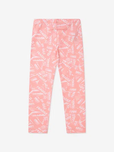 Mm6 Maison Margiela Kids Fragile Logo Print Leggings 16 Yrs Pink In Pink