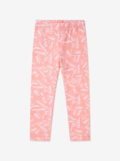 Mm6 Maison Margiela Kids Fragile Logo Print Leggings 16 Yrs Pink In Pink