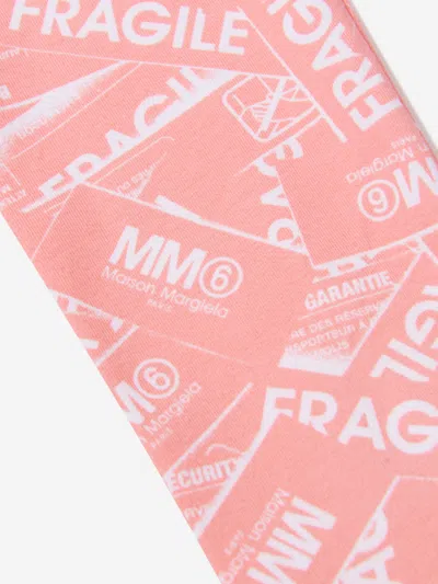 Mm6 Maison Margiela Kids Fragile Logo Print Leggings 16 Yrs Pink In Pink