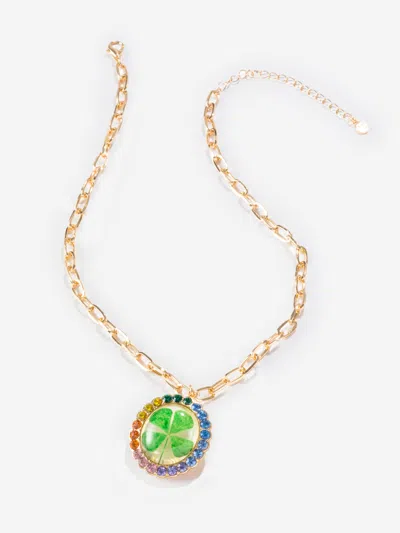 Super Smalls Girls Lucky Streak Real 4-leaf Clover Necklace In Multicoloured