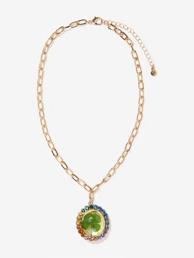 Super Smalls Girls Lucky Streak Real 4-leaf Clover Necklace In Multicoloured
