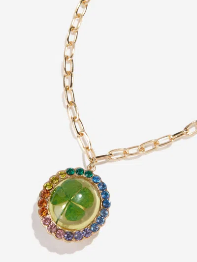 Super Smalls Girls Lucky Streak Real 4-leaf Clover Necklace In Multicoloured