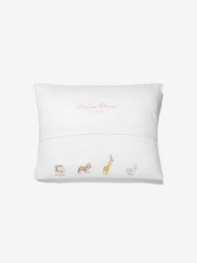 Atelier Choux Girls Carousel Satin Cushion In White