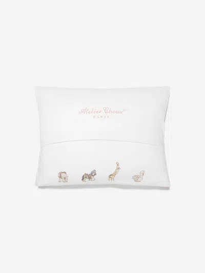 Atelier Choux Boys Carousel Satin Cushion In White