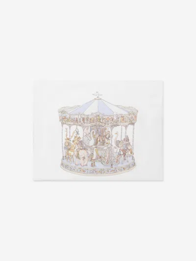 Atelier Choux Boys Carousel Satin Cushion In White