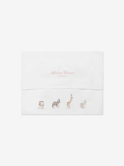 Atelier Choux Boys Carousel Satin Cushion In White