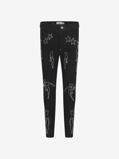 Philipp Plein Girls Diamante Cat Woman Jeans 12 Years Black By Childsplay Clothing In Black